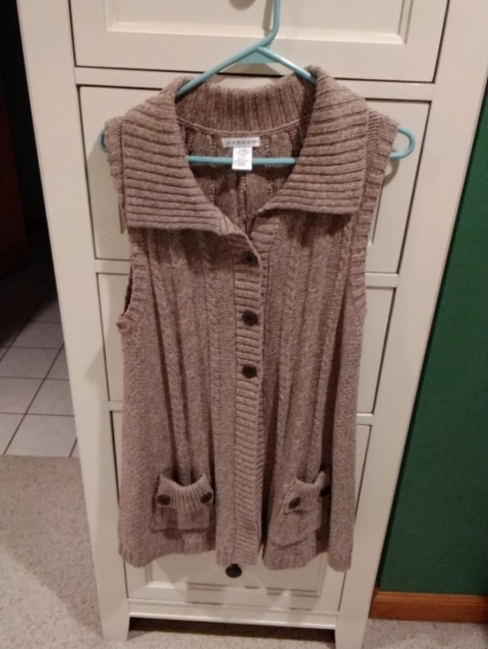 Hannah Taupe Ribbed Sleeveless Button-Front Vest